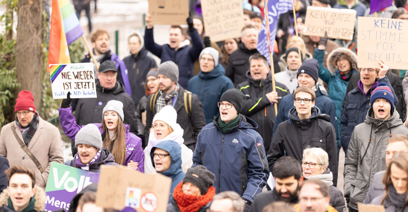 Demo of Volt members against right-wing parties