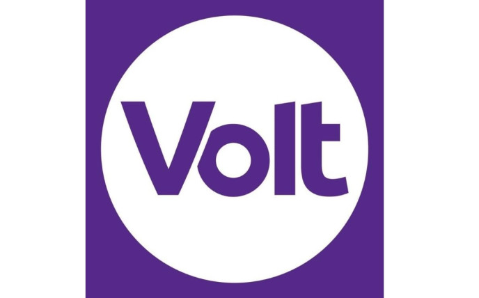 Volt Logo lila und weiß